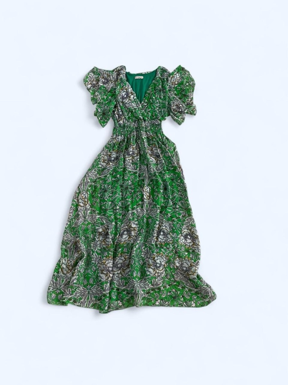 Green‎ floral maxi silk dress size L by Le
Ragazze